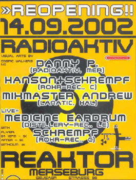 Flyer radioaktiv techno party 2002/09