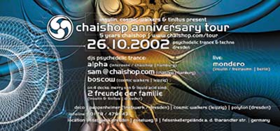 Flyer chaishop anniversary tour