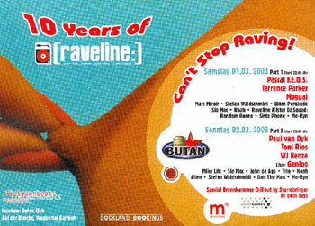 Flyer 10 jahre raveline